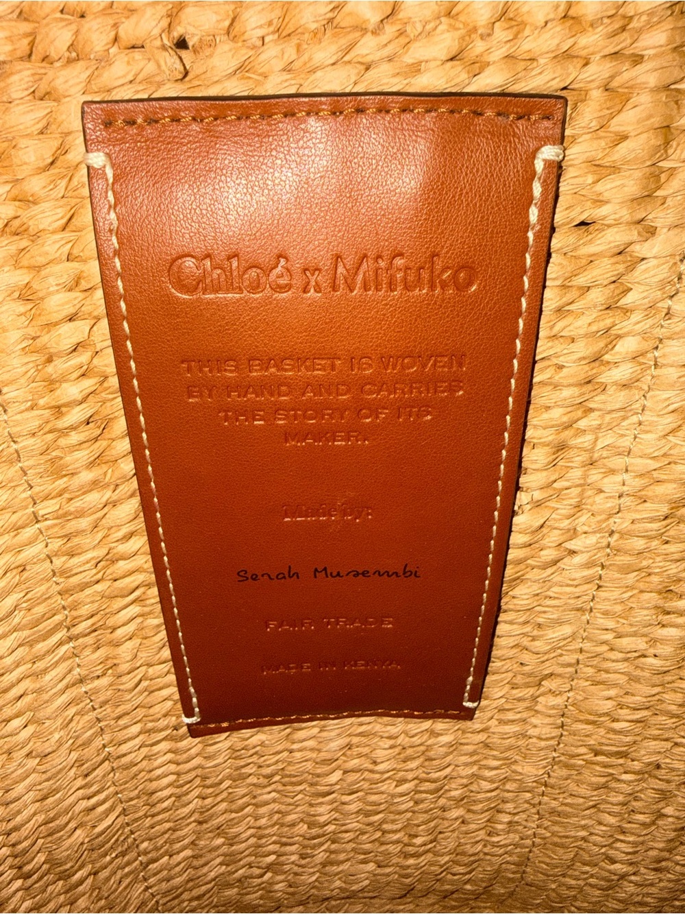Chloé Natural Straw Tote with Branded Ribbon Handles - Picture 5 of 5
